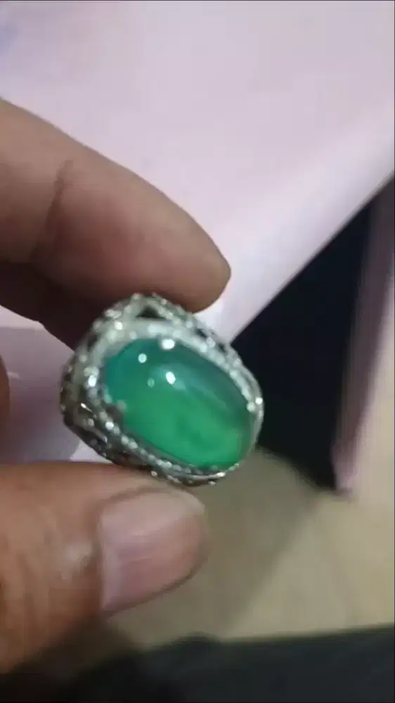 Zamrud Emeral beryl original ring perak