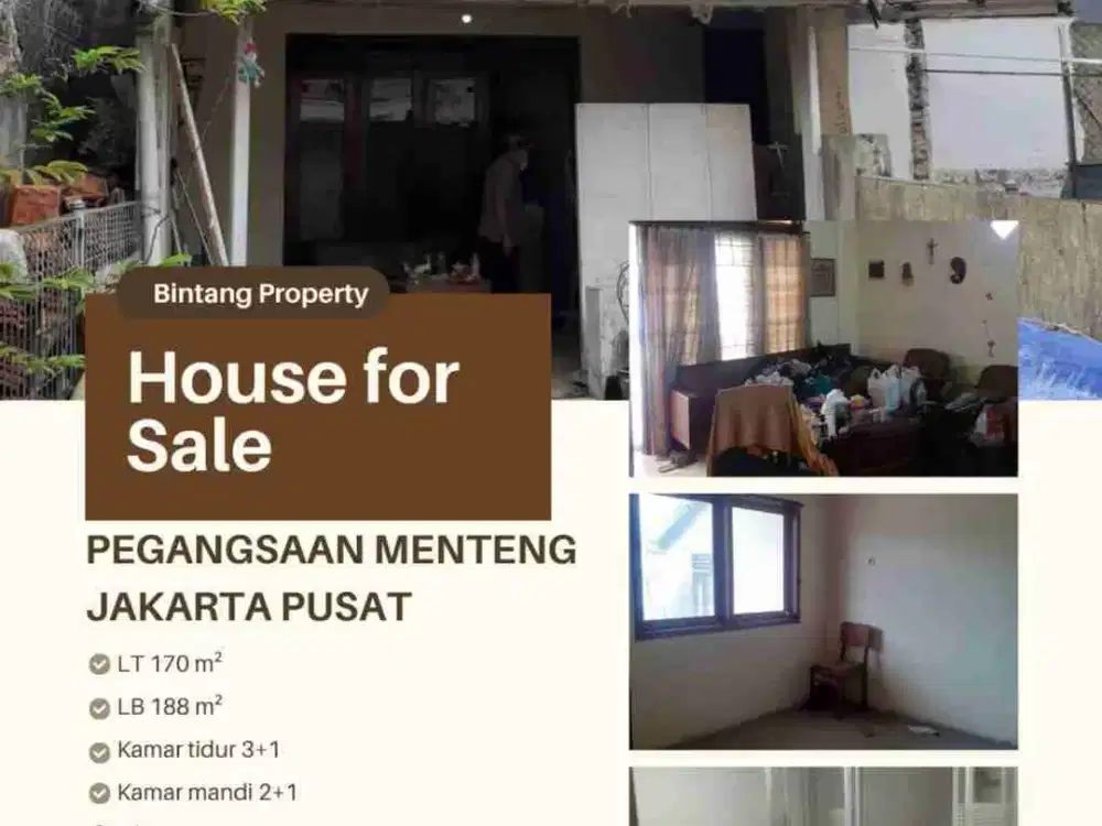 rumah di jual di Pegangsaan Menteng Jakarta pusat