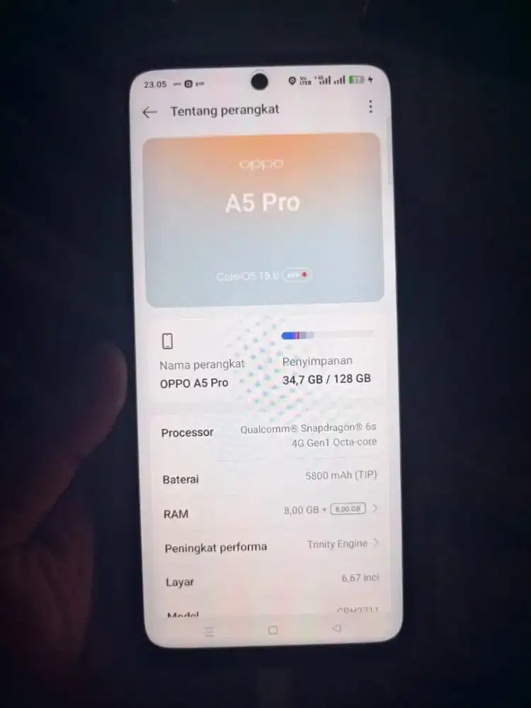 Di jual BU hp oppo A5 pro ram 8+8/128, lokasi jakpus
