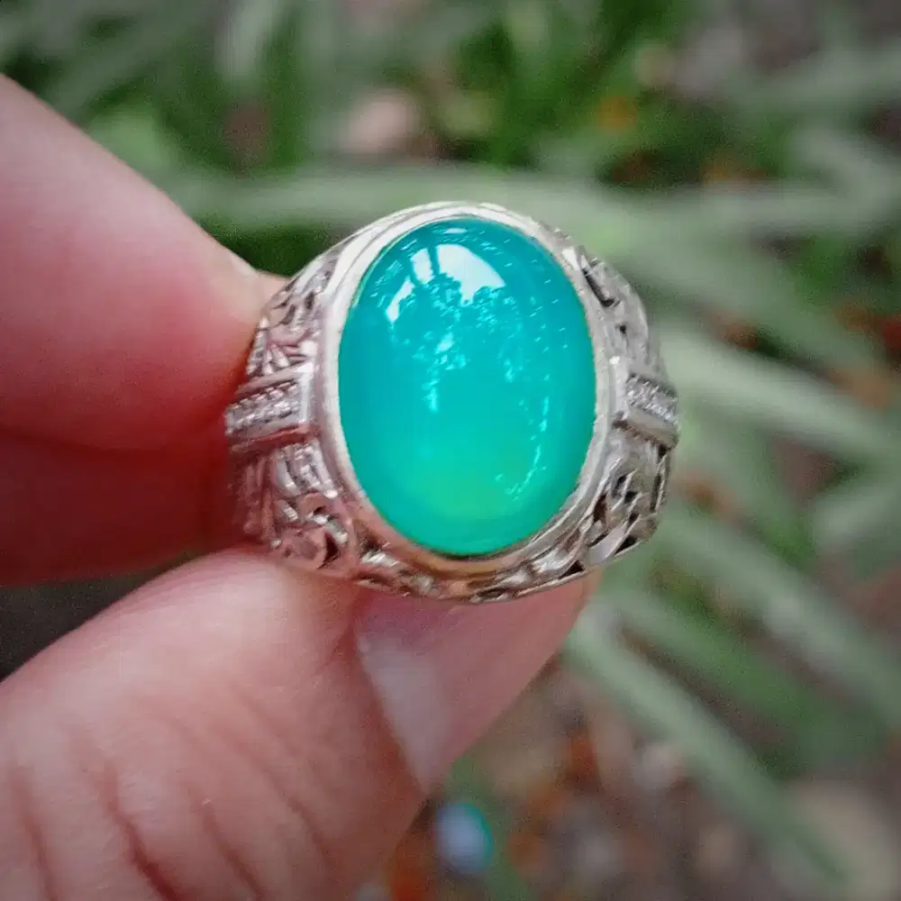 Batu Bacan Top Bagus dim 12 ring perak handmade