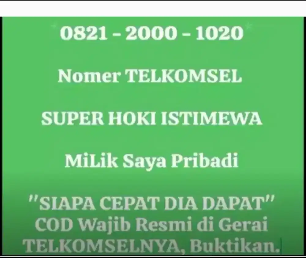 Nomer Cantik Langka Hoki istimewa(Utk Owner/Call Center)JUAL RESMI YA!