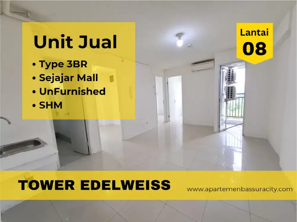 Jual 3BR SHM lantai rendah bisa KPA apartemen Bassura City call Maula