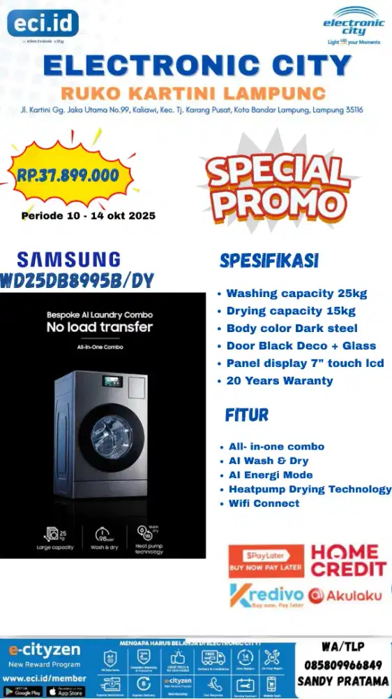 MESIN CUCI WASH&DRYER SAMSUNG 25 KG