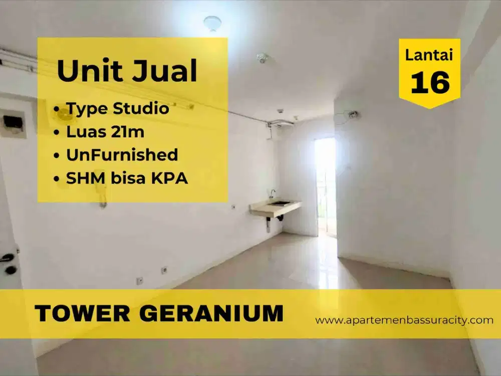Studio SHM kosongan bisa KPA bank apartemen Bassura City call Maula