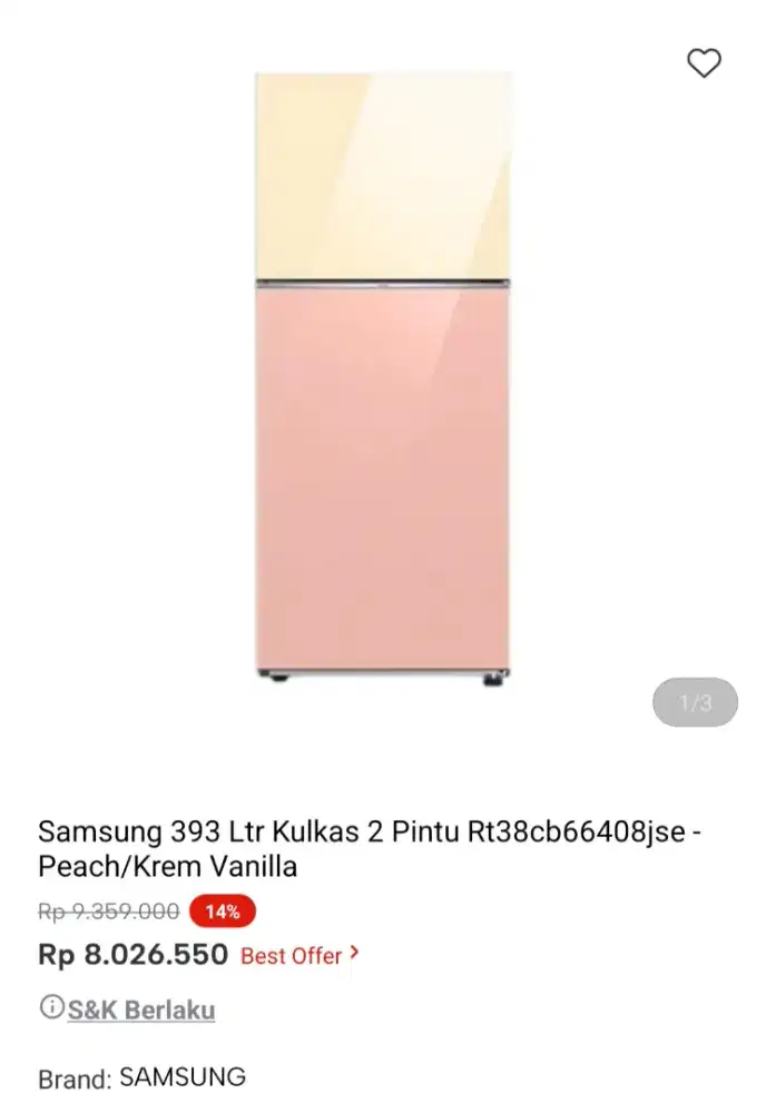 [CICILAN TANPA DP] KULKAS SAMSUNG 2 PINTU - 393 Ltr