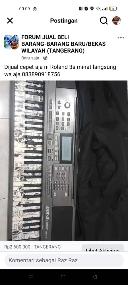Keyboard Roland exr 3s murah