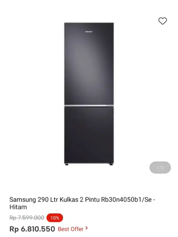 Samsung 290 Ltr Kulkas 2 Pintu  Rb30n4050b1/Se - Hitam