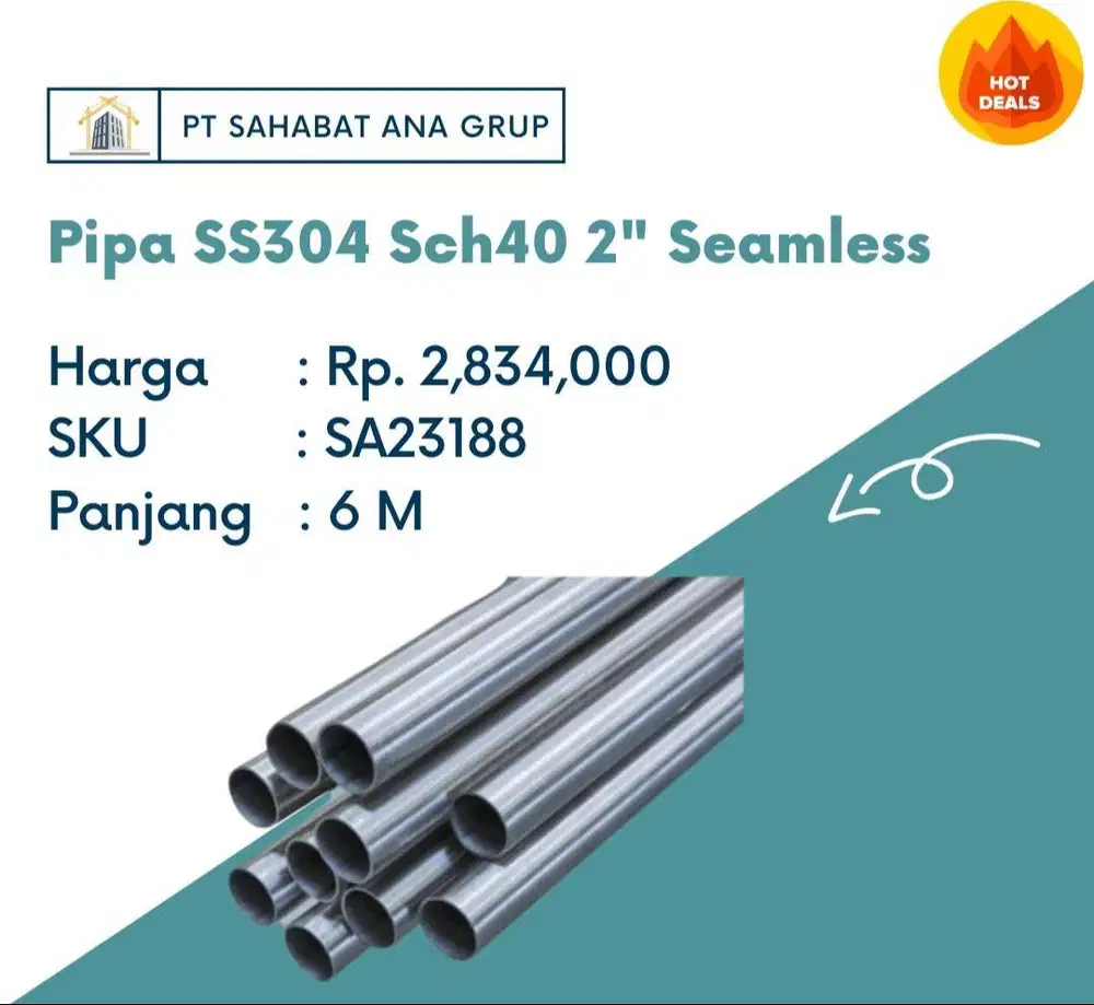 Pipa SS304 Sch40 2 Seamless
