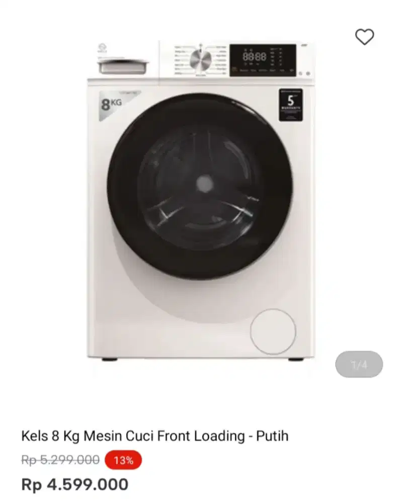 Kels 8 Kg Mesin Cuci Front Loading - Putih