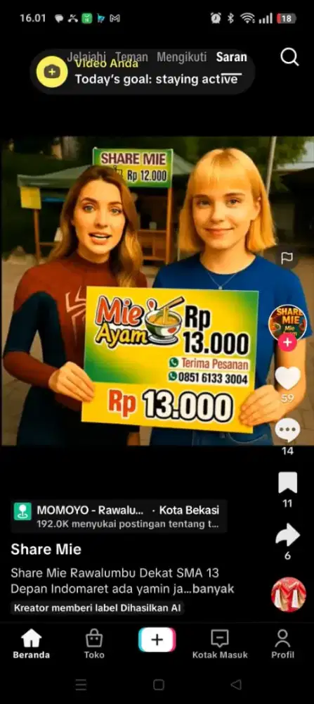 Lowongan Kerja harian untuk wanita lapak mie ayam,gaji harian kas
