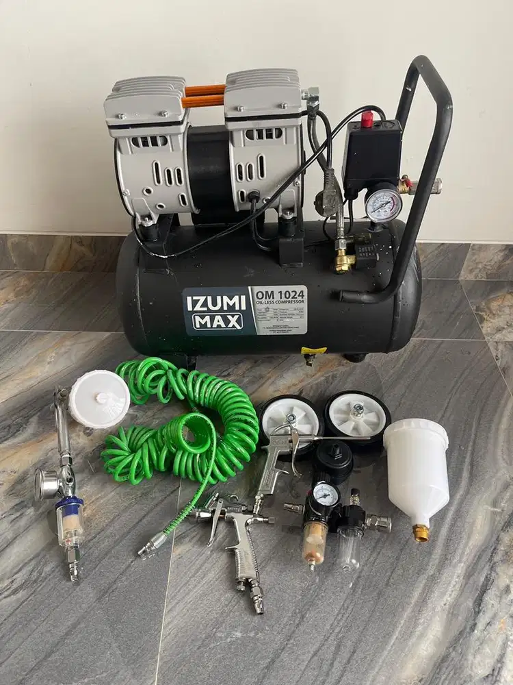 Kompresor Izumi Max 1024 1HP Oil less Lengkap Auarita Spray Gun