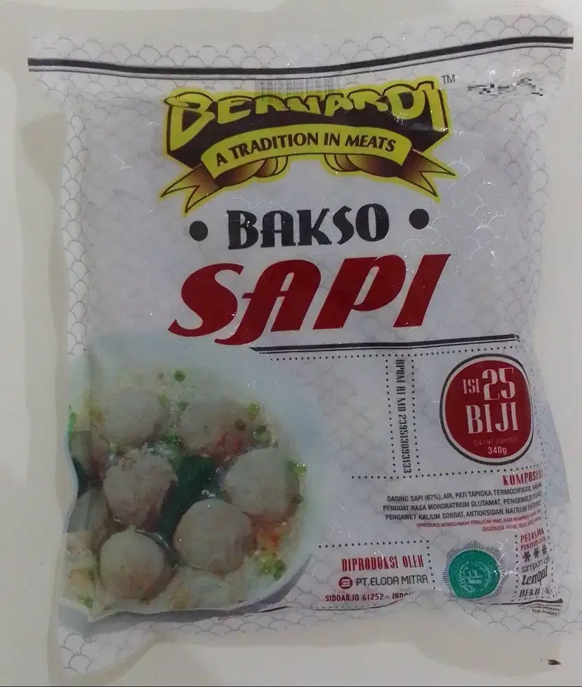 Bernardi Bakso Sapi Besar 340 Gram Isi 25 Pcs Harga Cuci Gudang