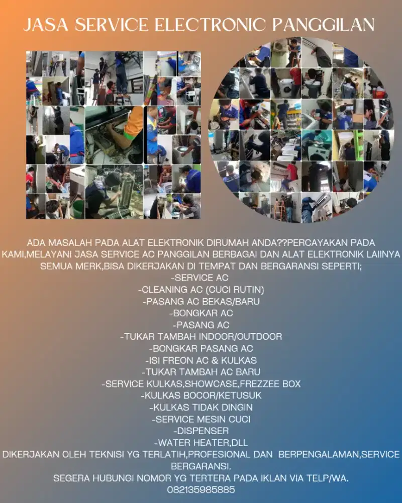 SERVICE KULKAS,DISPENSER,WATER HEATER,MESIN CUCI,AC DLL BERGARANSI