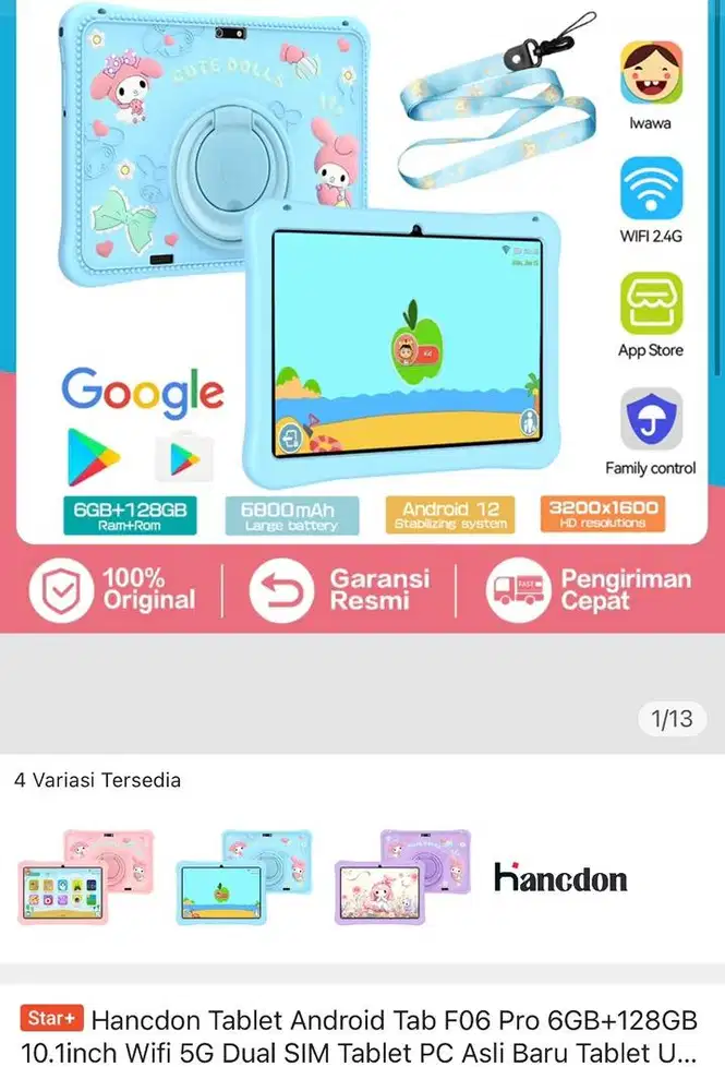 Handcon tablet anak