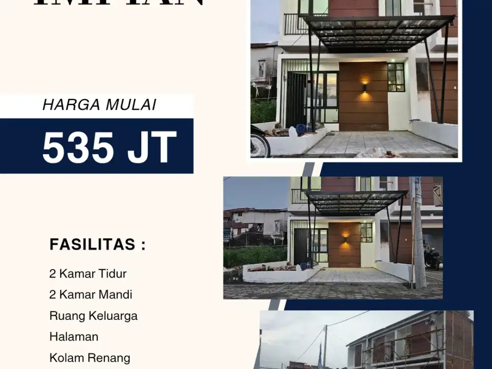 Rumah dua lantai TANPA DP, siap huni