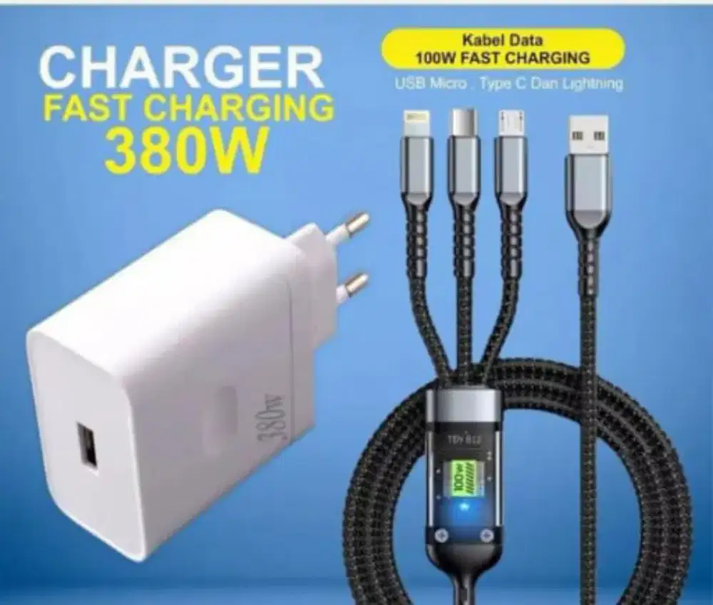 Charger 380w Reno 8 + cable data 3 in one fast charging 100w