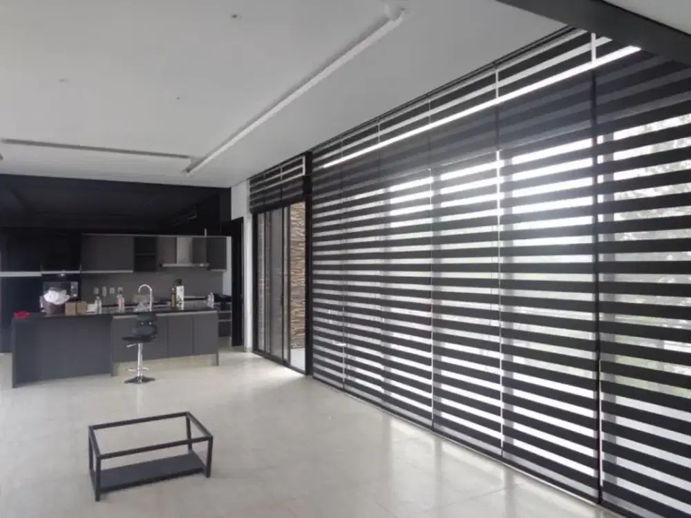 Tirai jendela aestetic lapisan ganda zebra blind gaya modern