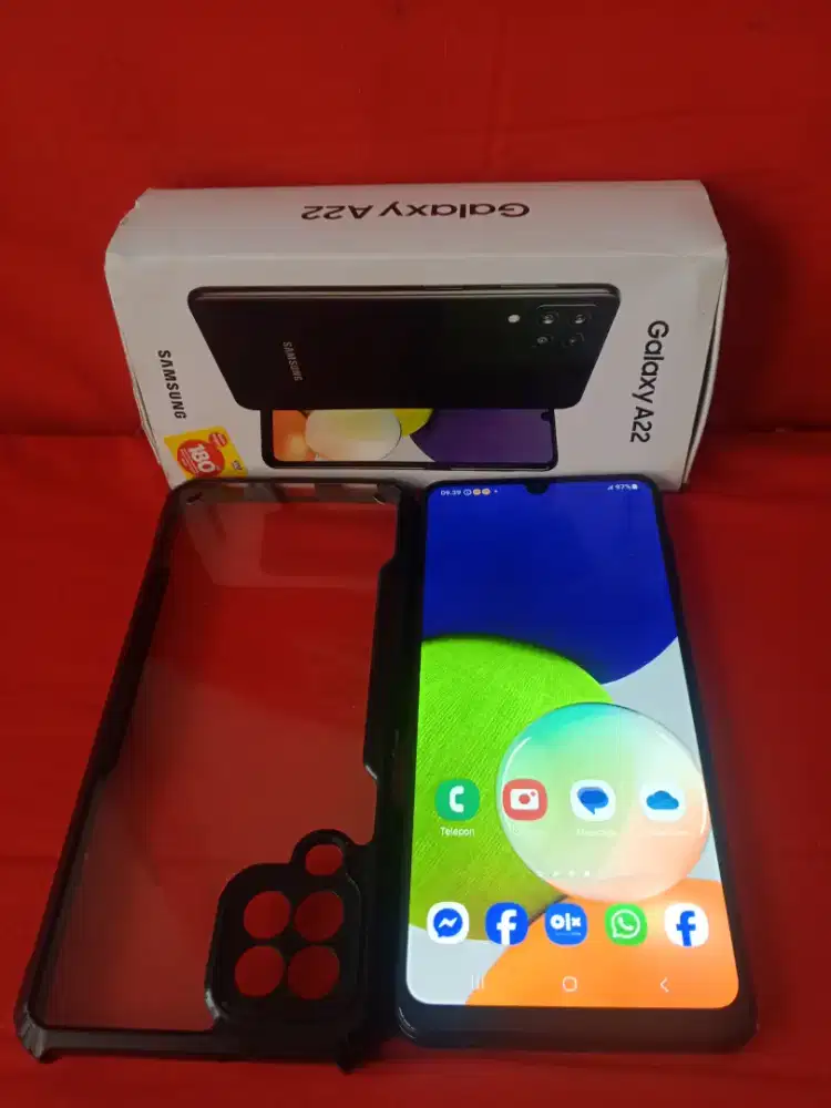 Samsung a22 ram 6gb+4/128gb lengkap mulus segel bonus