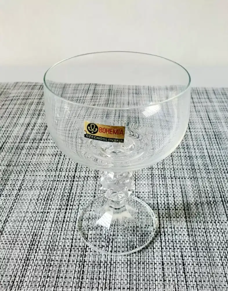6 Gelas Kristal Coupe  Cocktail Bohemia Czechoslovakia Vintage