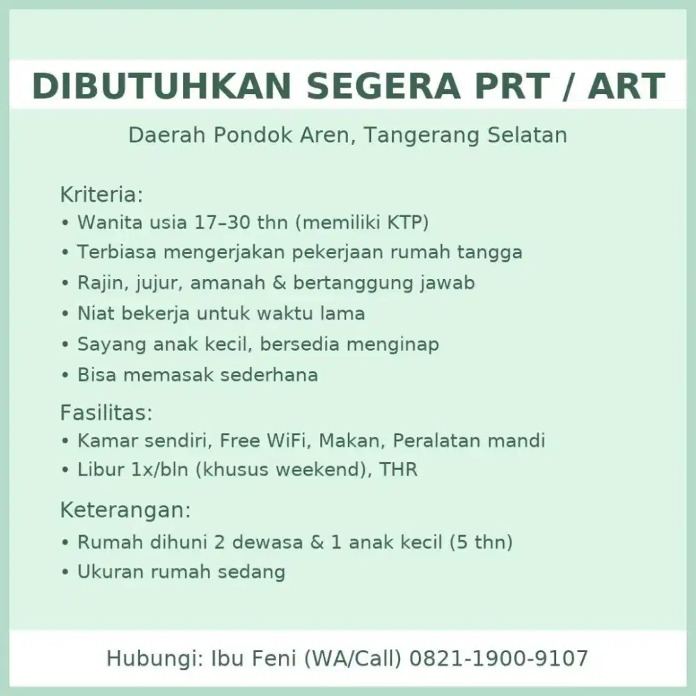 Dibutuhkan PRT/ART