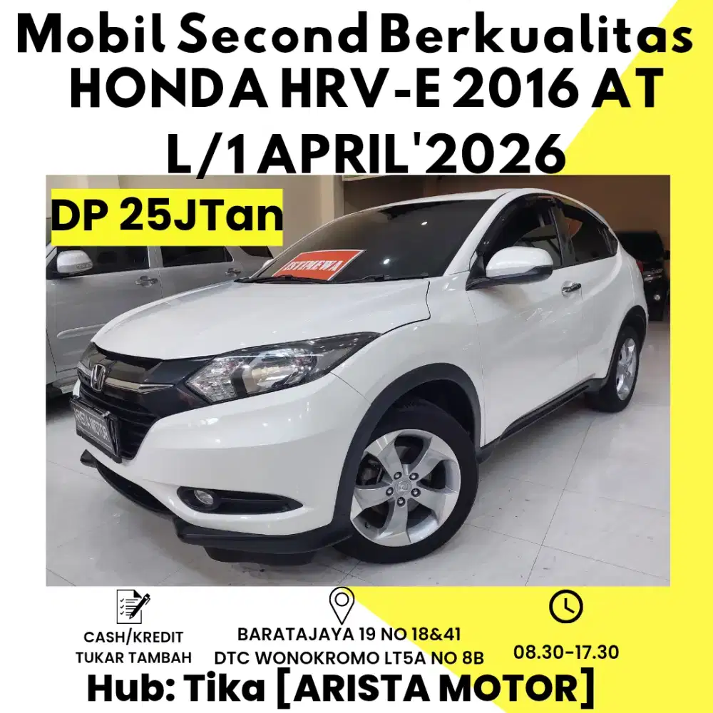 Honda HRV-E 1.5 AT 2016 L/1'2026 DP 25JTan Langsung Proses!!!
