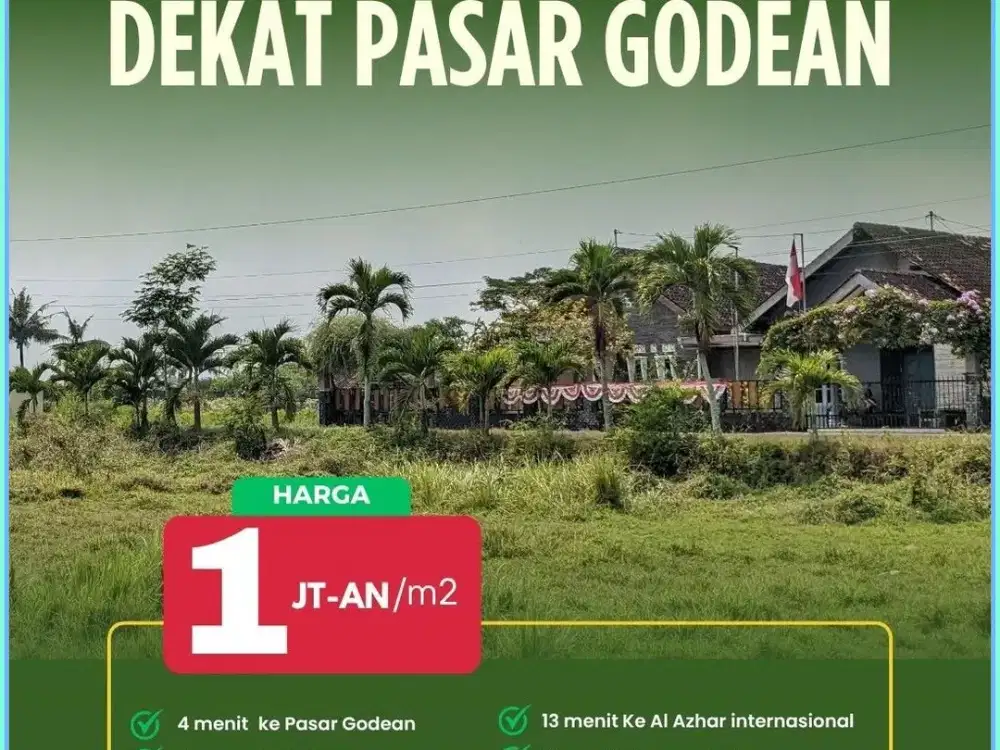 Dijual Tanah Strategis Sleman Jl Godean Dekat Al Azhar, Pasar, & RS di Sleman