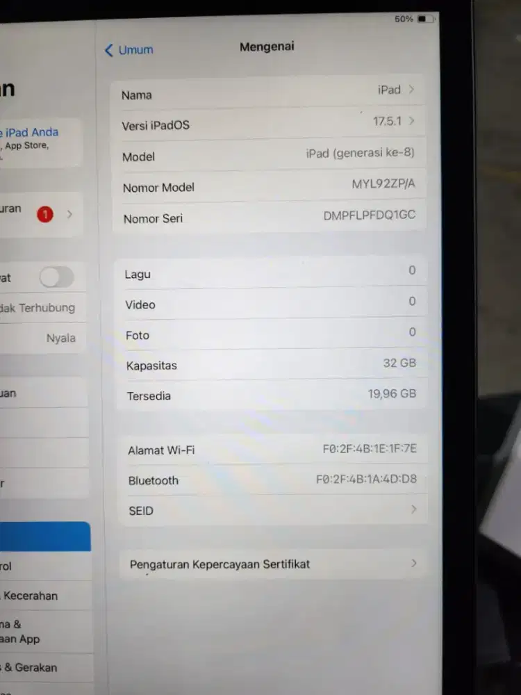 Di jual ipad gen 8 32 GB
