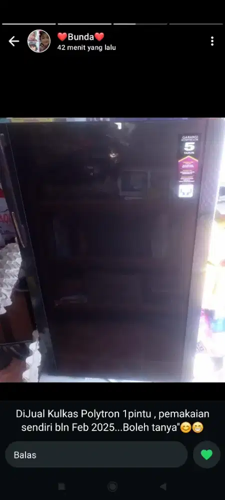 Di jual kulkas polytron 1 pintu