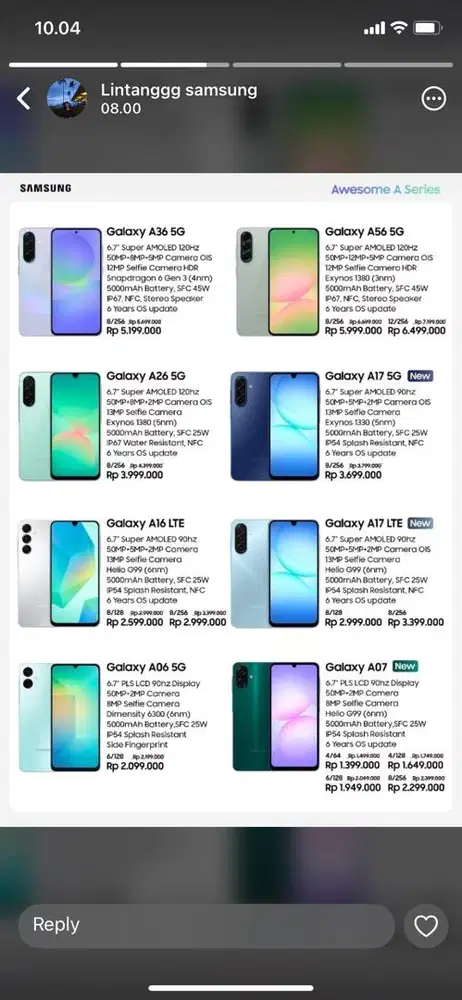 langsung wa kalo minat banyak promo samsung area malang