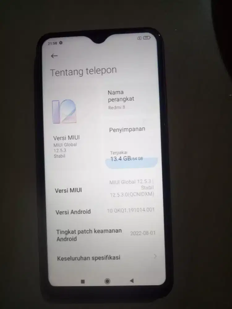 Jual cepat retmi 8 ram 4/64 minus pemakaian, kelengkapan hp only
