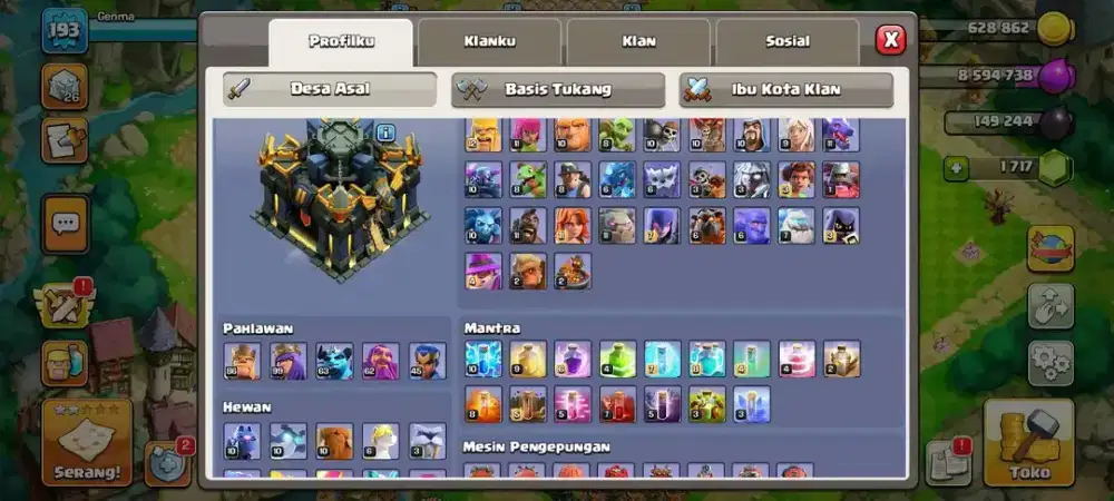 Dijual akun coc th 17