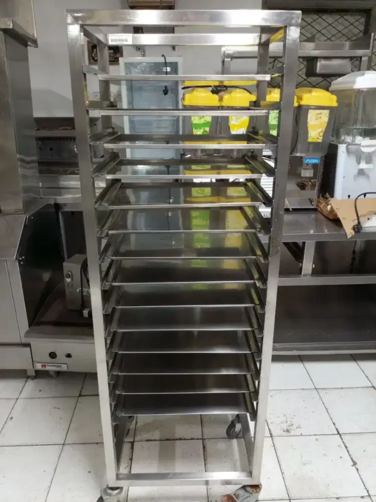 Troli tray 14 loyang + loyang stanless steel