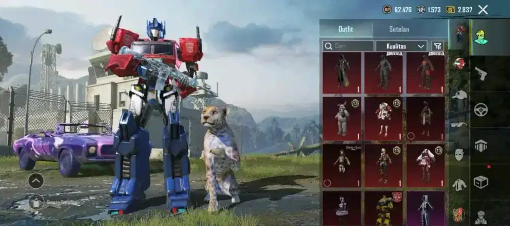 Jual akun pubg skin transformer x godzila