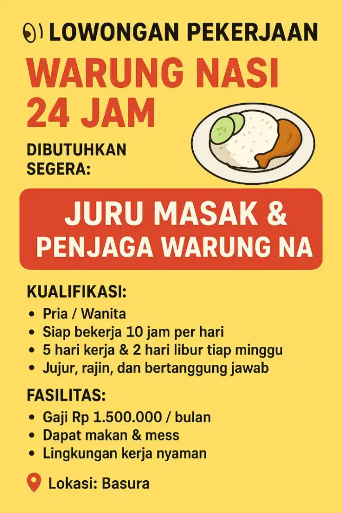 LOWONGAN PEKERJAAN – WARUNG NASI 24 JAM