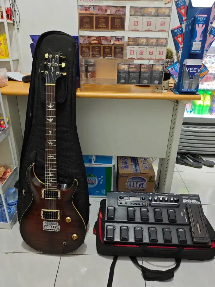 1set Gitar Listrik dan Footswitch POD XT LIVE