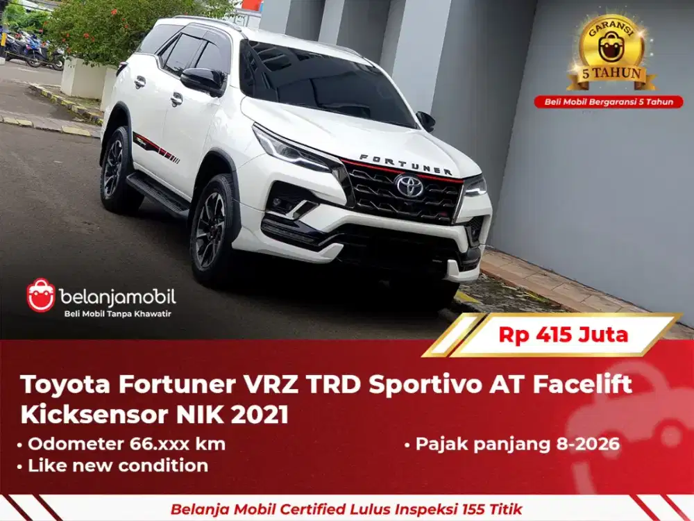 [ GARANSI 5TH ] Toyota Fortuner VRZ TRD Sportivo Facelift 2021 2022