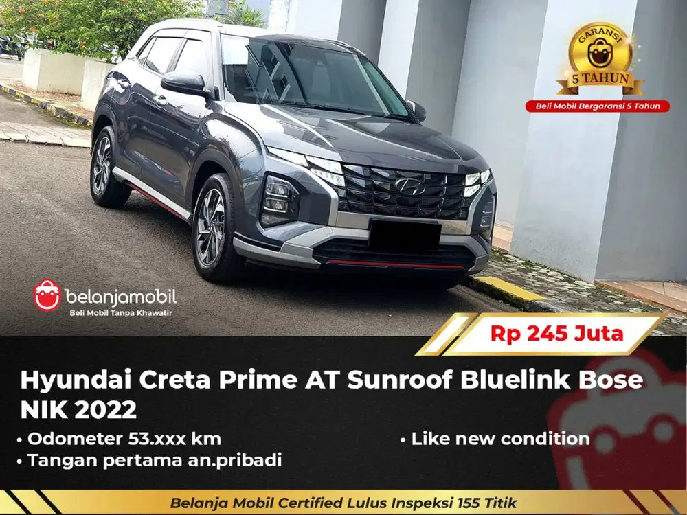 [ GARANSI 5TH ] Hyundai Creta Prime Sunroof Bluelink Bose 2022/2023