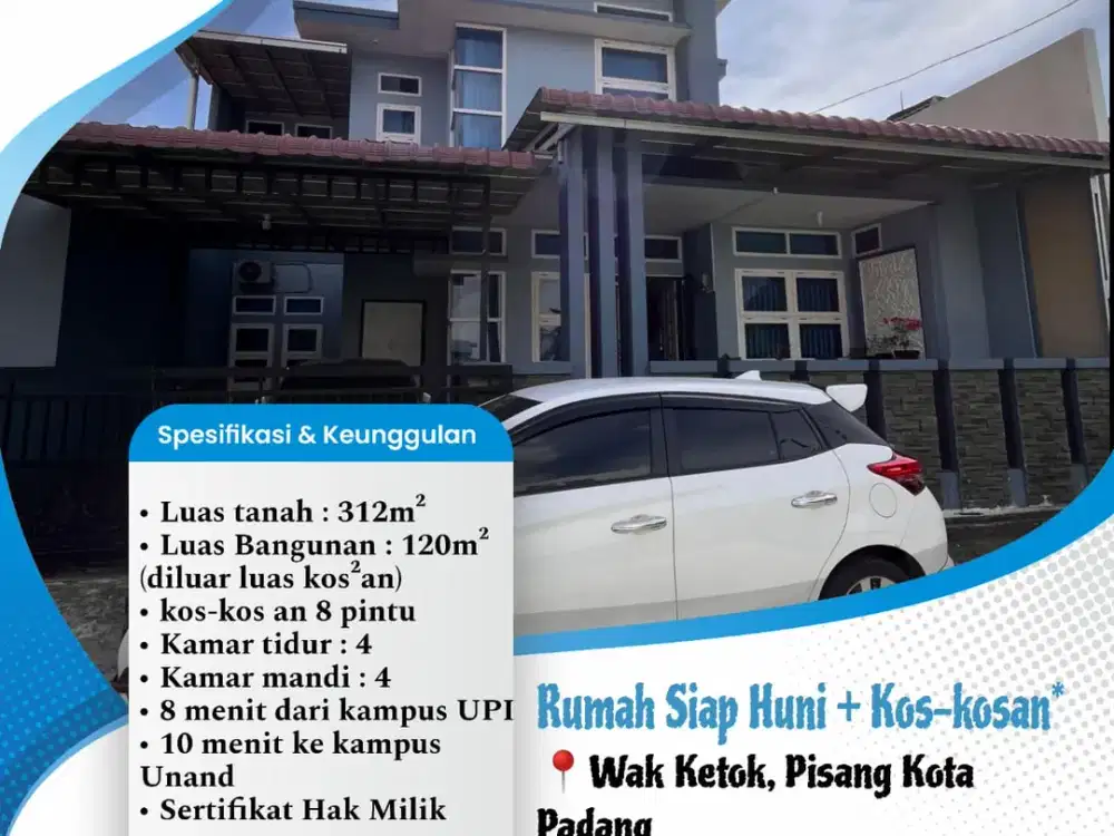 Jual rumah siap huni dan kos-kosan di padang