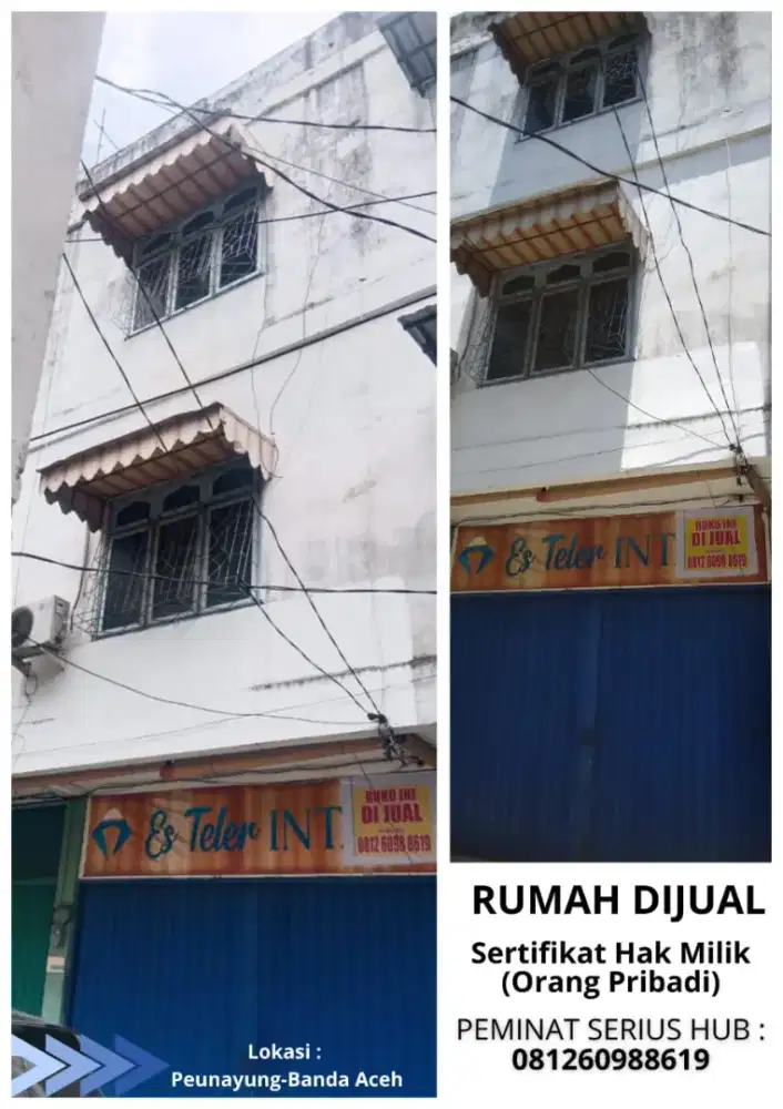 DIJUAL RUMAH 4 LANTAI DI PUSAT KOTA BANDA ACEH