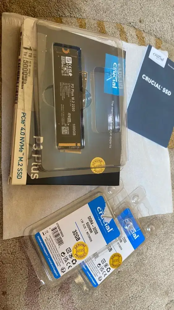 Ram Crucial 32gb x2 & Ssd Crucial 1Tb
