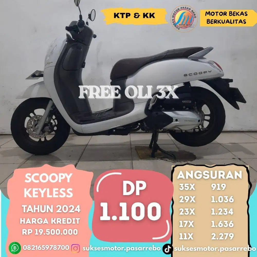 HONDA SCOOPY KEYLESS TAHUN 2024 BERGARANSI, GRATIS SERVIS, FREE OLI