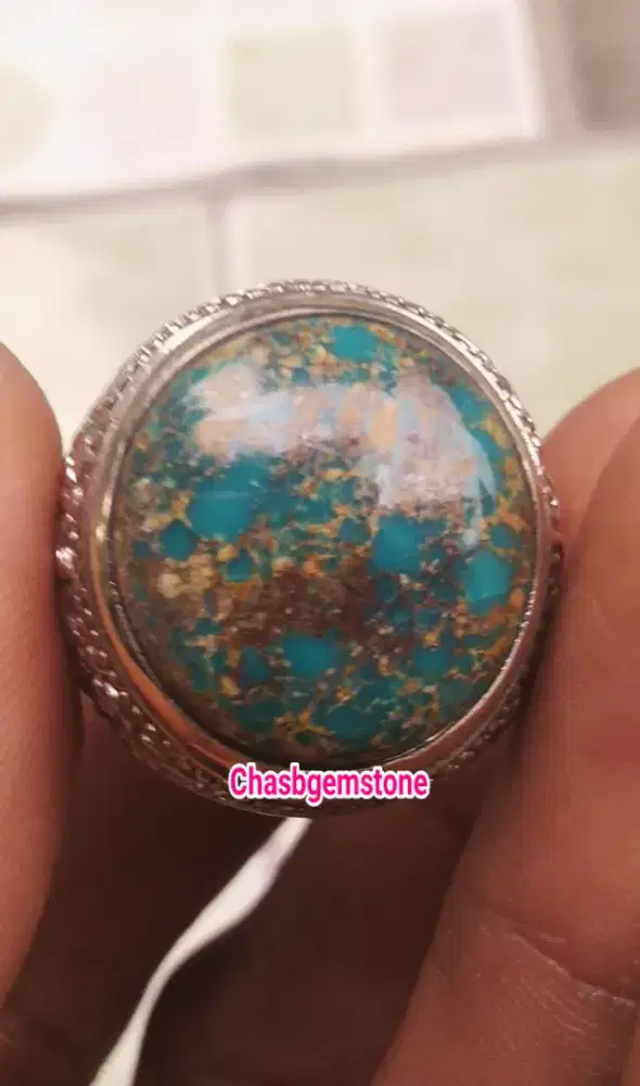 Batu Pirus Persia Biru tosca serat kura-Pirus Persia serat kura biru