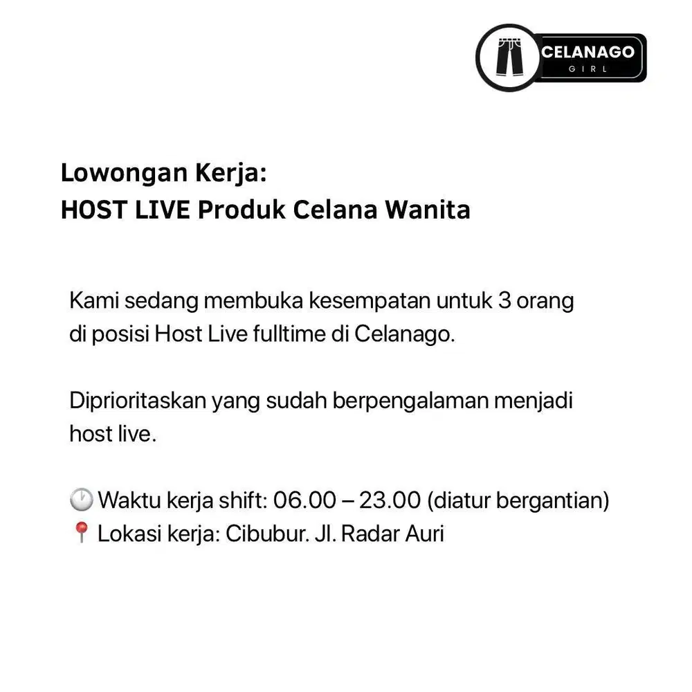 Butuh 3 Host Live Berpengalaman. Gapok 3jt live 4 jam belum bonus.