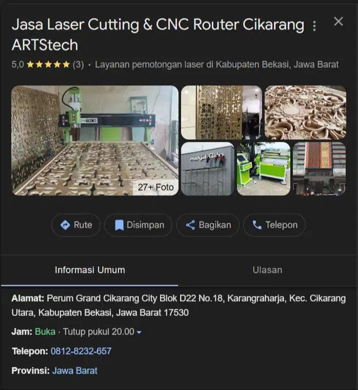 Jasa Laser Cutting & CNC Router,  Cikarang, ARTSTECH