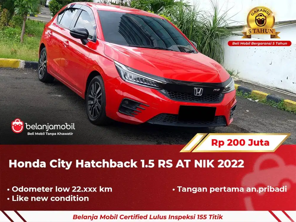 [ GARANSI 5TH ] Honda City Hatchback HB 1.5 RS AT Merah 2022/2023