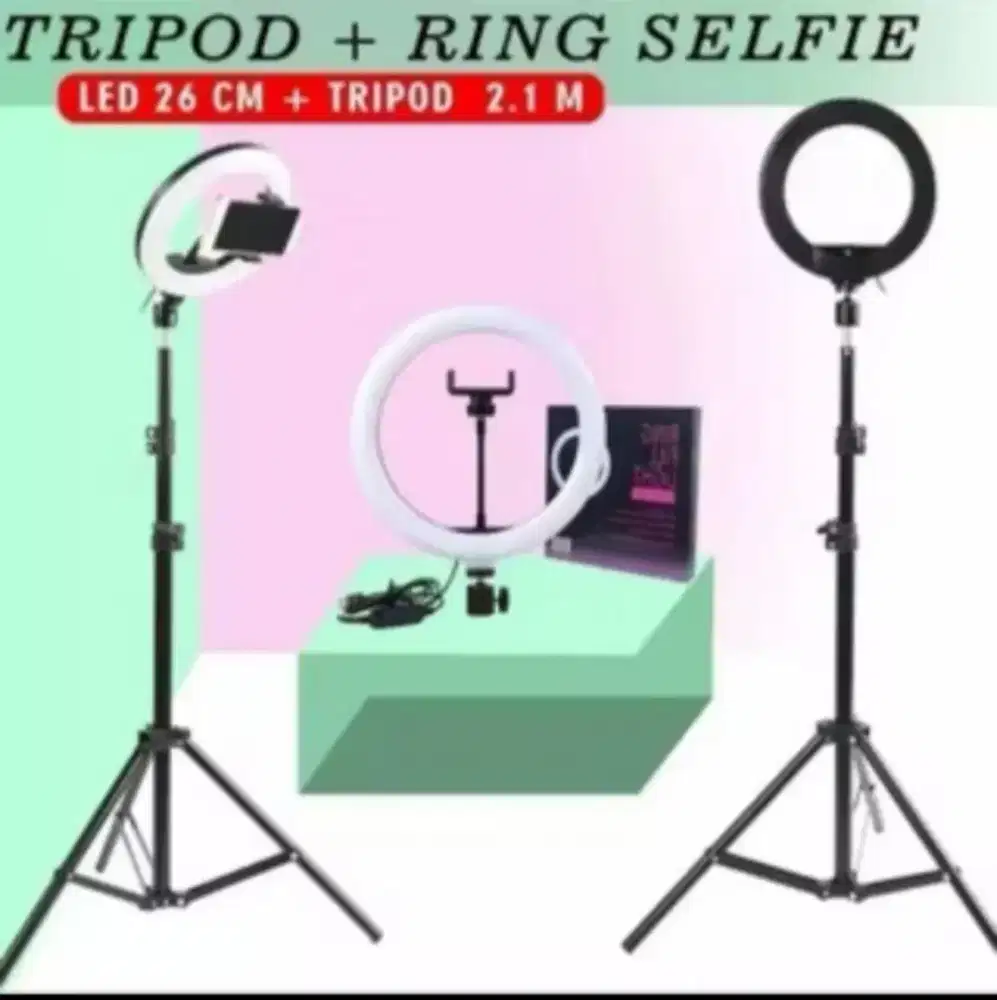 TRIPOD + RING LIGHT / LAMPU RING LIGHT LED
