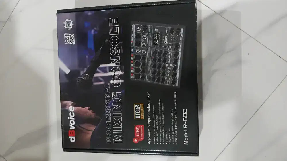 Mixer untuk live streaming db voice R-402 -4 chanel baru mantap
