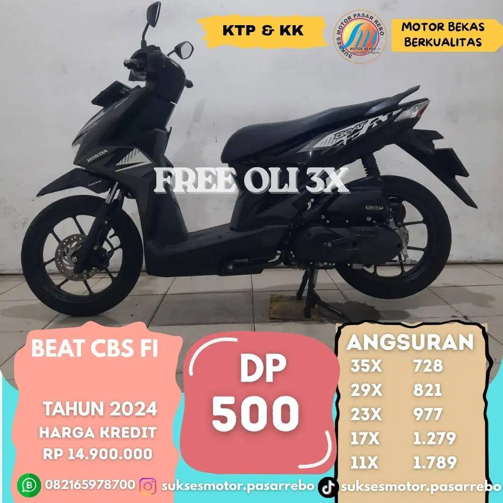 HONDA BEAT CBS FI TAHUN 2024 GRATIS KIRIM SEJABODETABEK, BERGARANSI
