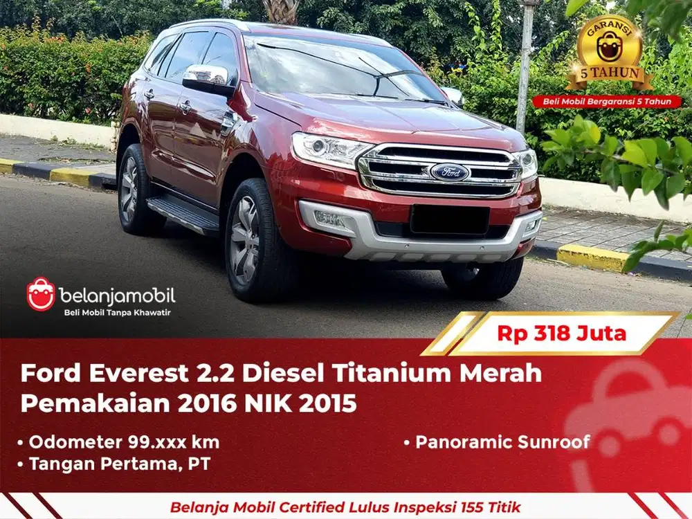 [ GARANSI 5TH ] Ford Everest 2.2 Diesel Titanium Sunroof 2015/2016
