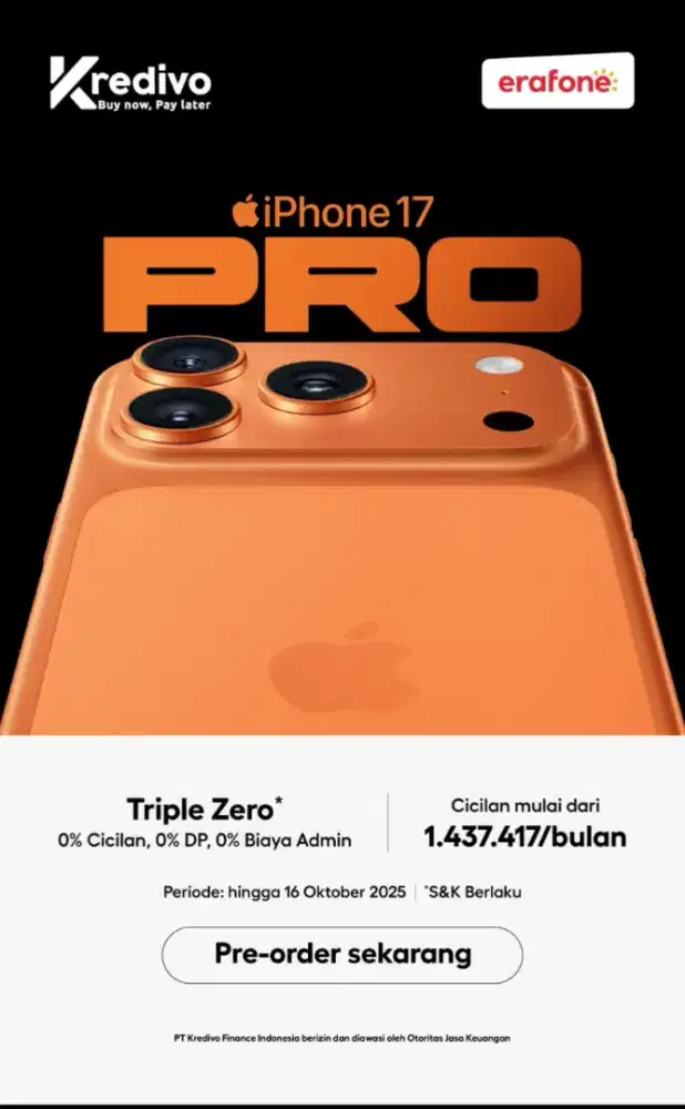 PO iPhone 17 promo cicilan triple zero by Kredivo